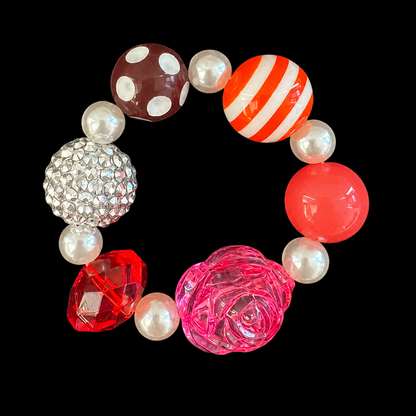 Colorful Pearl Beaded Bracelet — Y2K Kawaii Crystal Charm Statement Bracelet