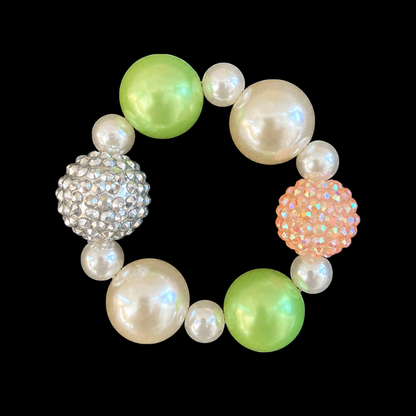 Colorful Pearl Beaded Bracelet — Y2K Kawaii Crystal Charm Statement Bracelet