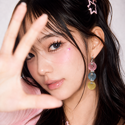 Colorful Button Drop Earrings — Y2K Kawaii Retro Statement Earrings
