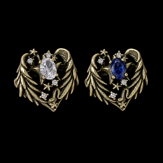 Celestial Wing Gemstone Ring — Vintage Fantasy Statement Ring