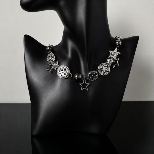 Starlit Dream Necklace – Y2K Celestial Fairycore Silver Jewelry