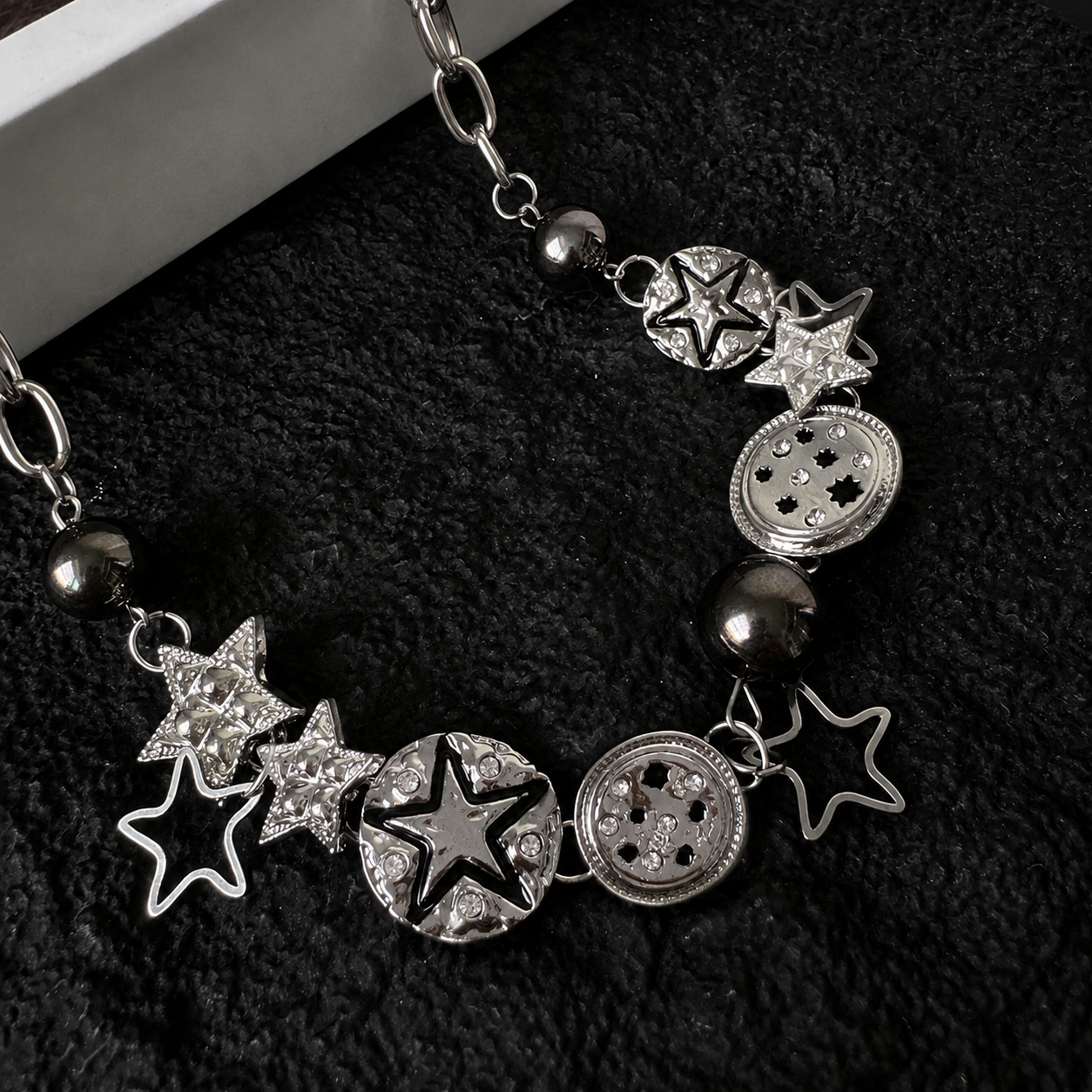 Starlit Dream Necklace – Y2K Celestial Fairycore Silver Jewelry