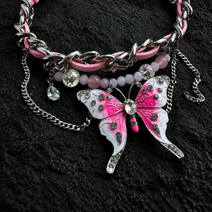 Butterfly Dream Necklace – Y2K Fairycore Pink Romantic Jewelry