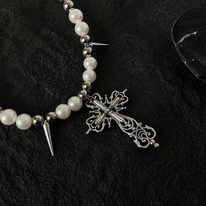 Angel Tears Pearl Necklace – Y2K Gothic Dark Coquette Jewelry