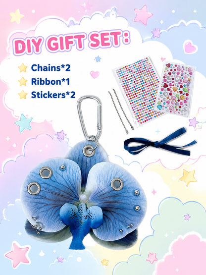 Dream Orchid DIY Bag Charm — Rhinestone Floral Keychain Kit