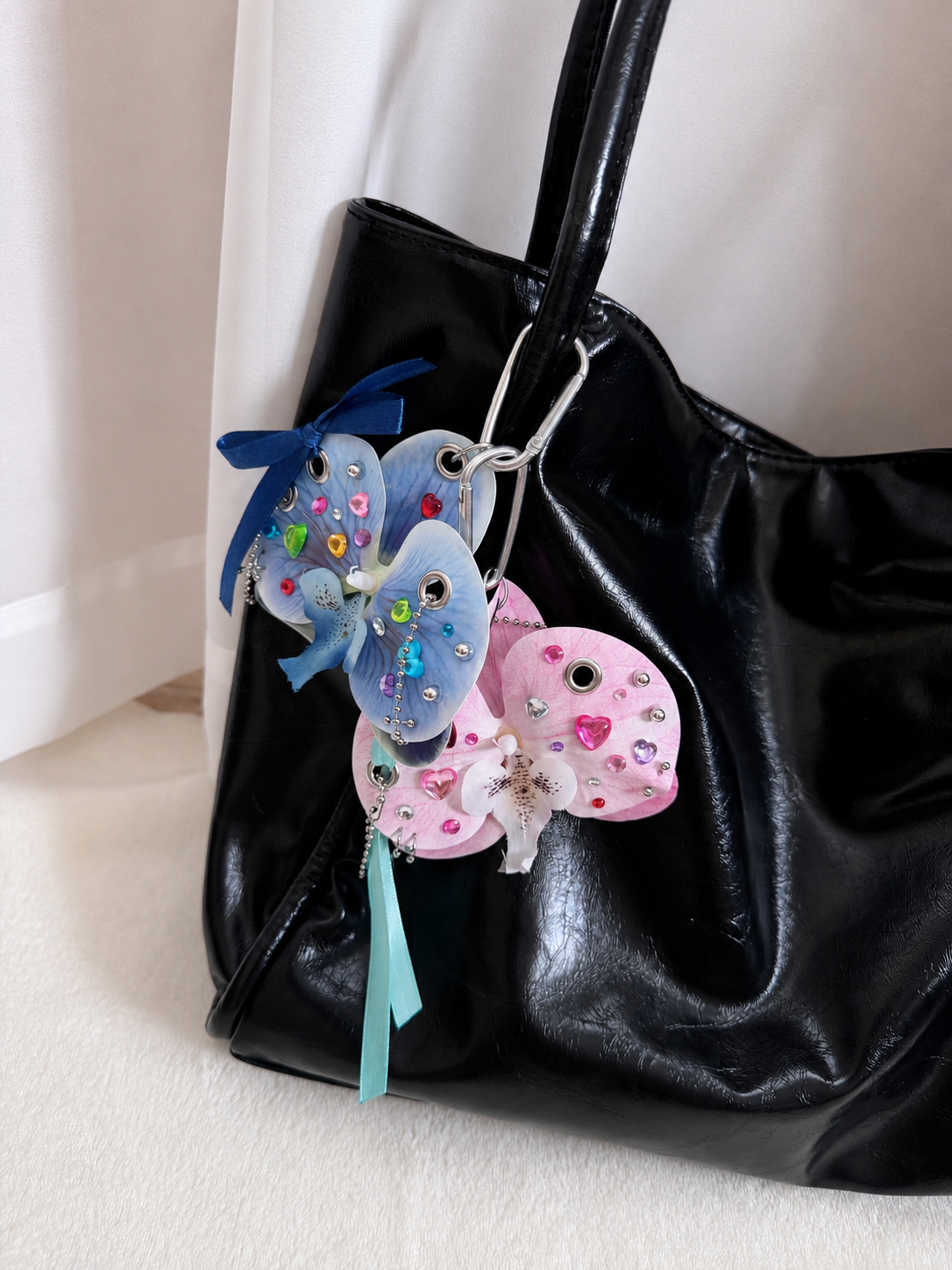 Dream Orchid DIY Bag Charm — Rhinestone Floral Keychain Kit