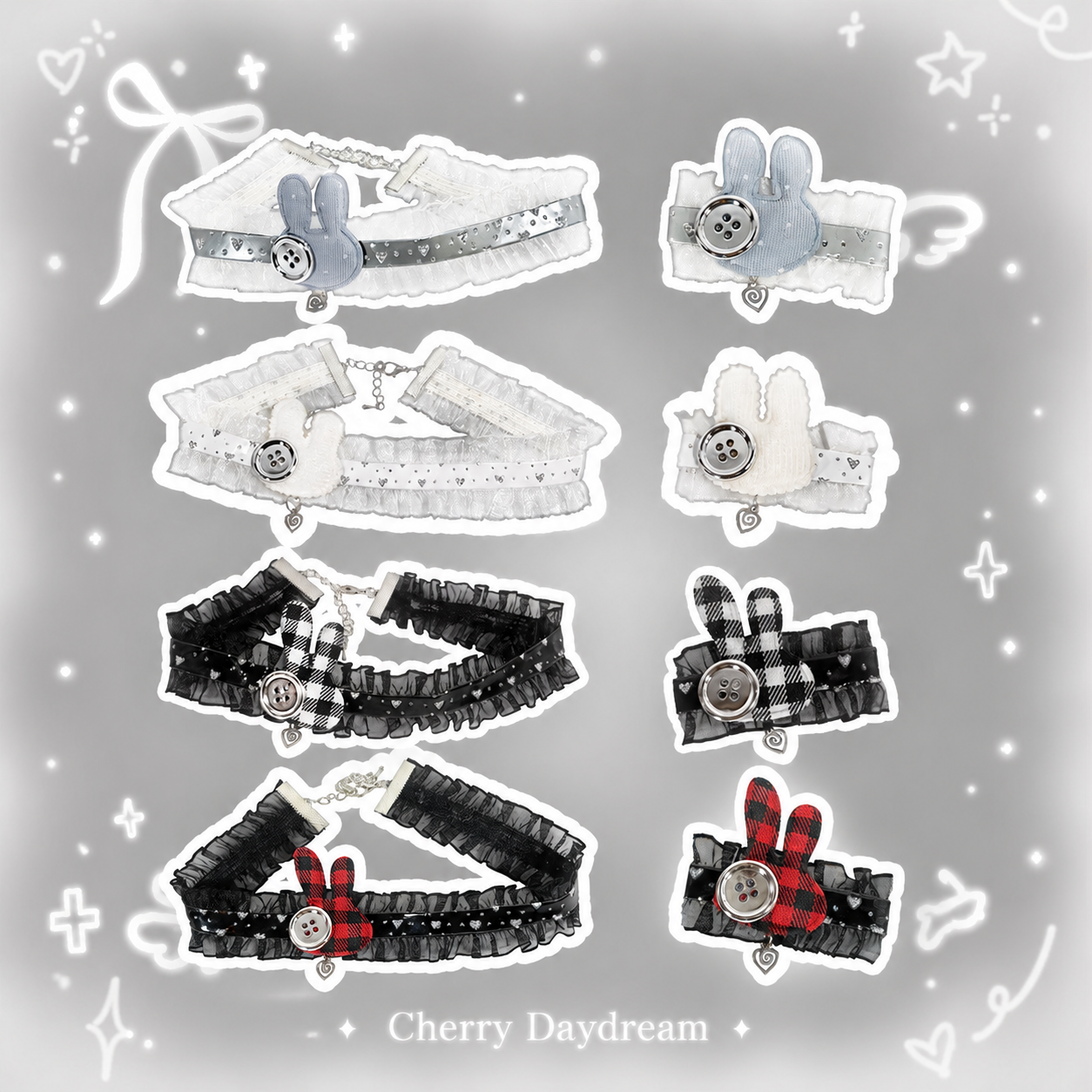 Bunny Lace Choker & Hair Clip Set — Coquette Y2K Accessory