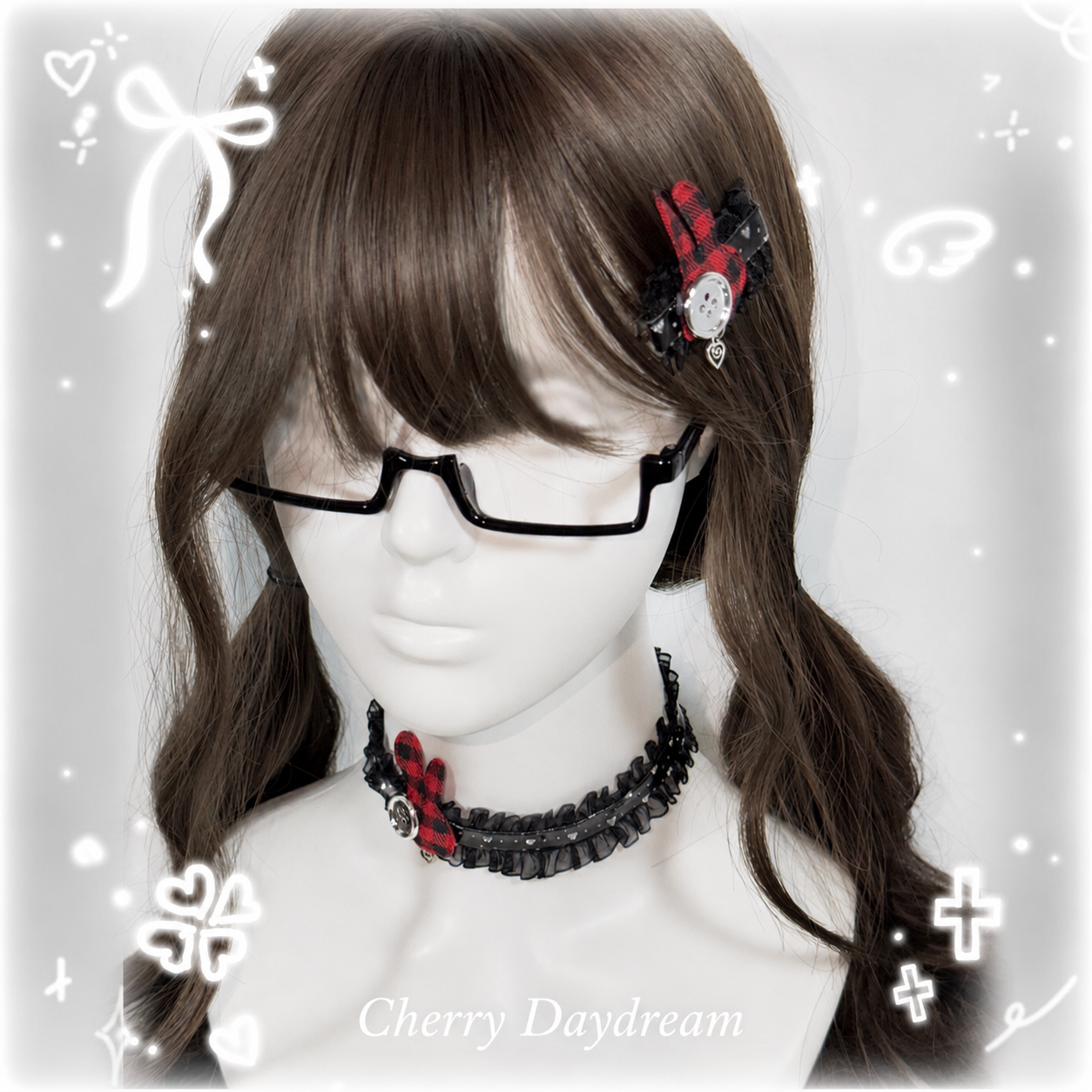 Bunny Lace Choker & Hair Clip Set — Coquette Y2K Accessory