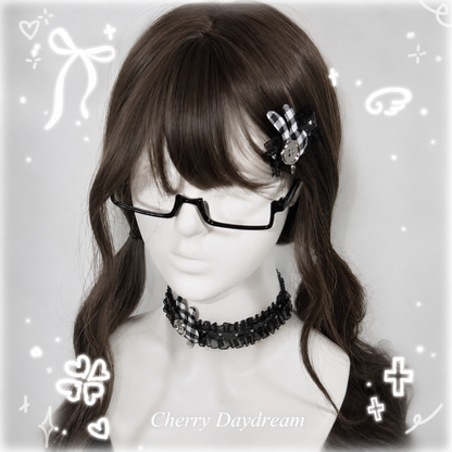 Bunny Lace Choker & Hair Clip Set — Coquette Y2K Accessory