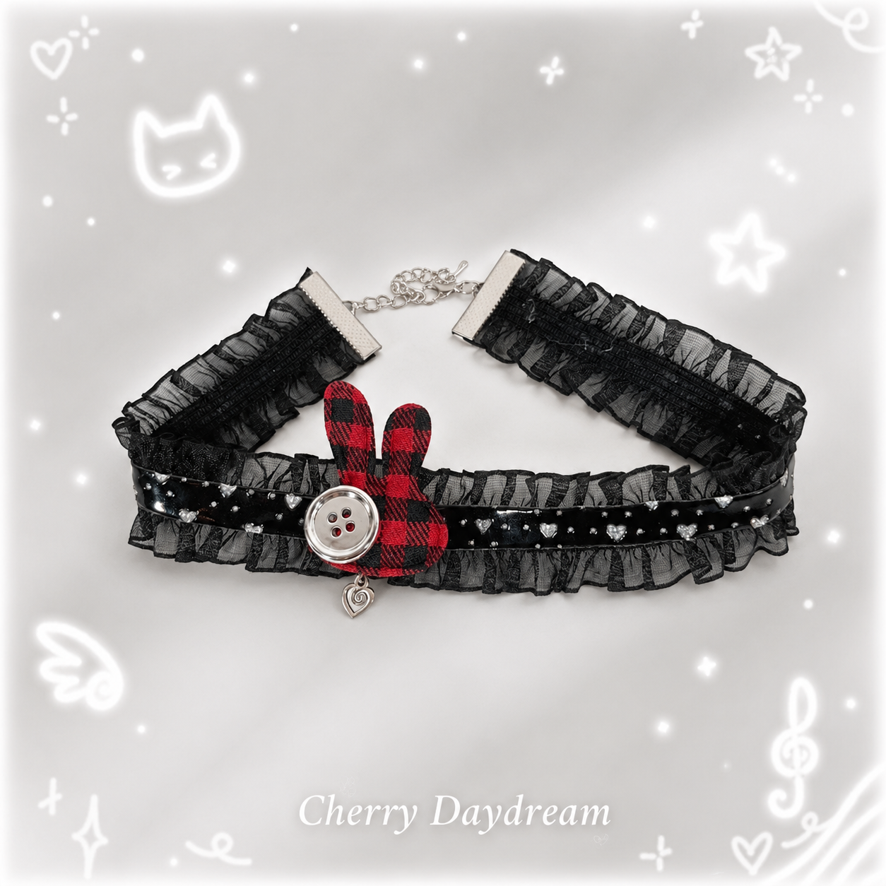 Bunny Lace Choker & Hair Clip Set — Coquette Y2K Accessory