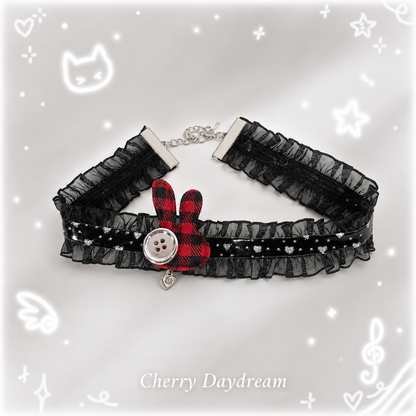Bunny Lace Choker & Hair Clip Set — Coquette Y2K Accessory