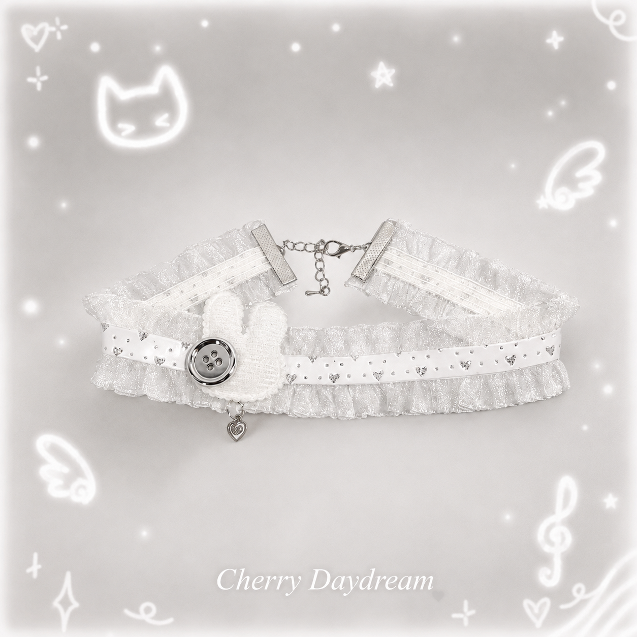 Bunny Lace Choker & Hair Clip Set — Coquette Y2K Accessory