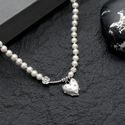 Cherrydaydream Pearl Heart Necklace | Romantic Vintage Charm Jewelry