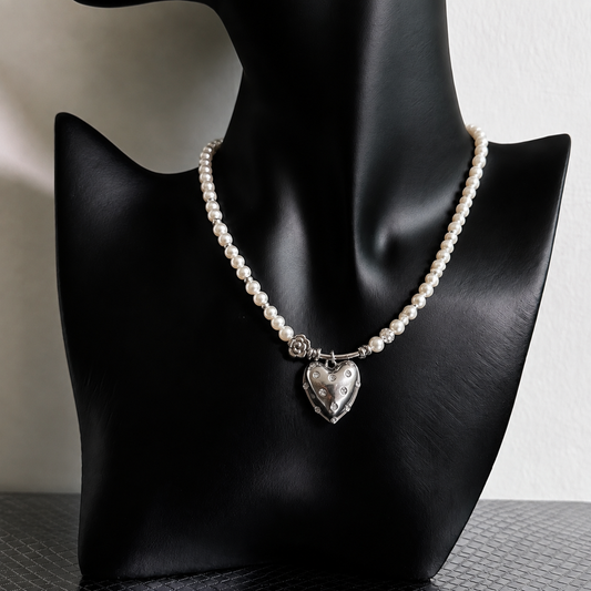 Cherrydaydream Pearl Heart Necklace | Romantic Vintage Charm Jewelry