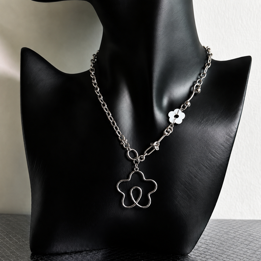 Dream Bloom Necklace — Silver Floral Charm Necklace
