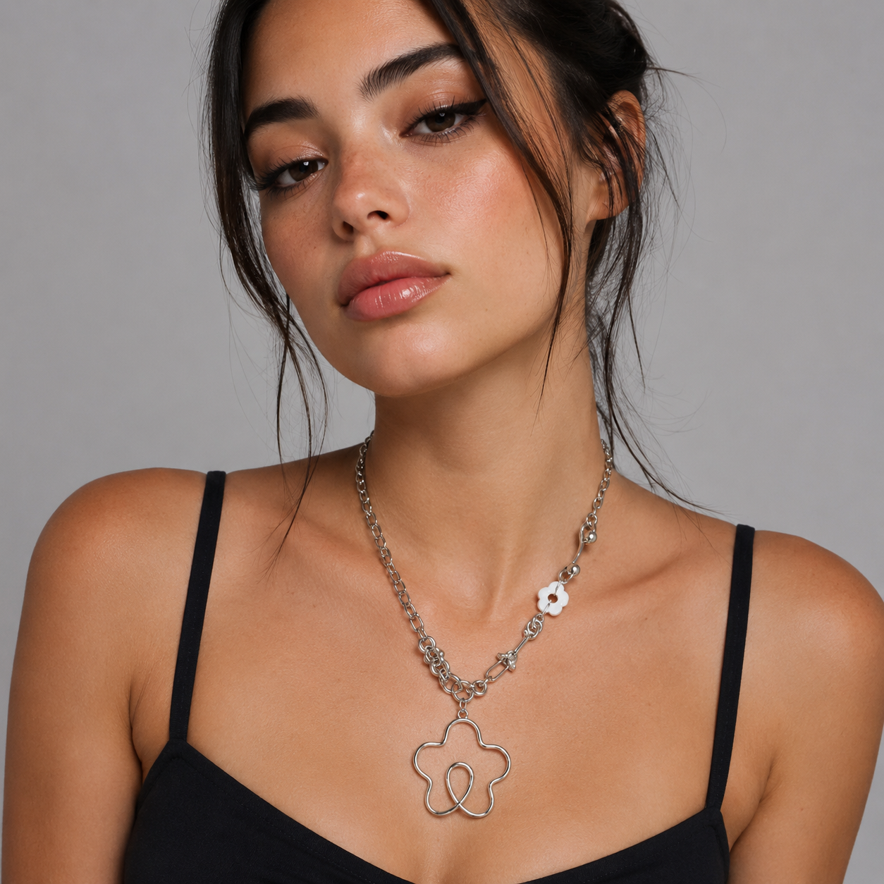 Dream Bloom Necklace — Silver Floral Charm Necklace