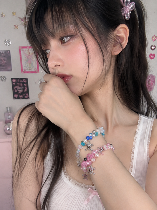 Sweet Chaos Charm Bracelet — Y2K Pearl Beaded Statement Bracelet