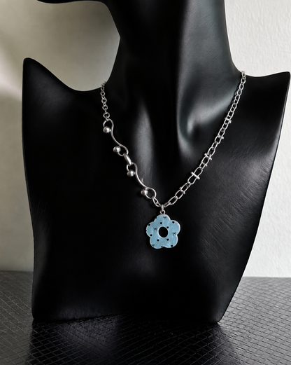 Blue Flower Necklace — Y2K Fairycore Floral Charm Necklace