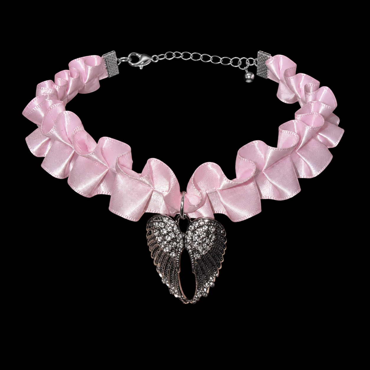 Angel Wing Ribbon Choker — Y2K Coquette Fairycore Necklace