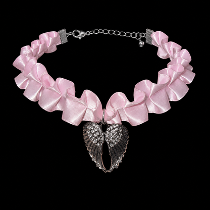 Angel Wing Ribbon Choker — Y2K Coquette Fairycore Necklace