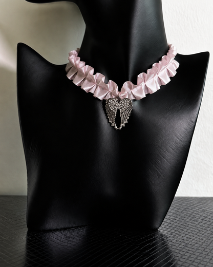Angel Wing Ribbon Choker — Y2K Coquette Fairycore Necklace