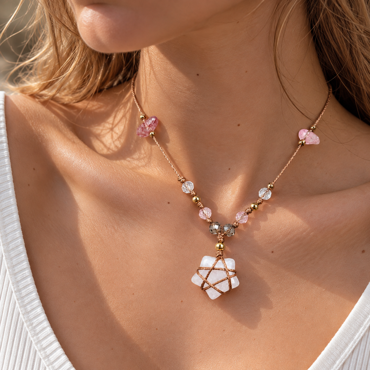 Handmade Crystal Star Necklace