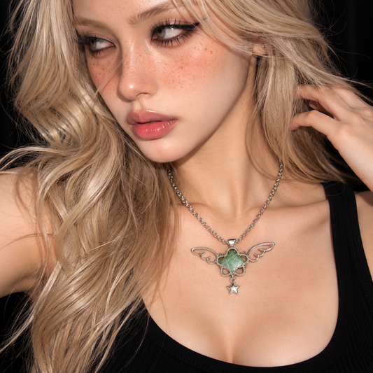 Handmade Angel Wing Star Pendant Necklace