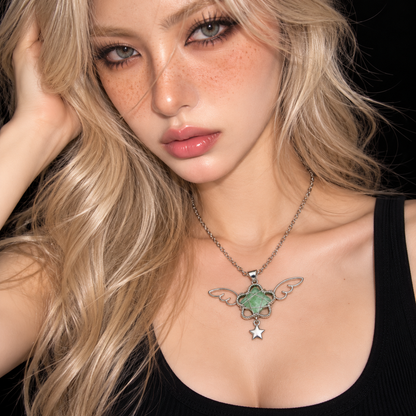 Handmade Angel Wing Star Pendant Necklace
