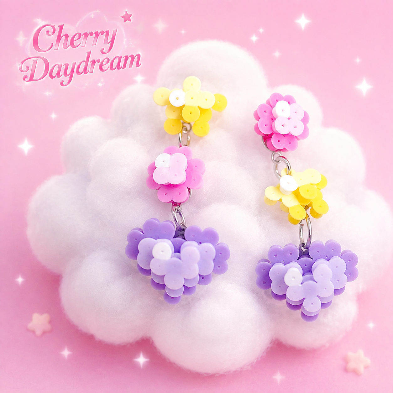 Flower Cluster Earrings — Y2K Fairycore Colorful Statement Earrings