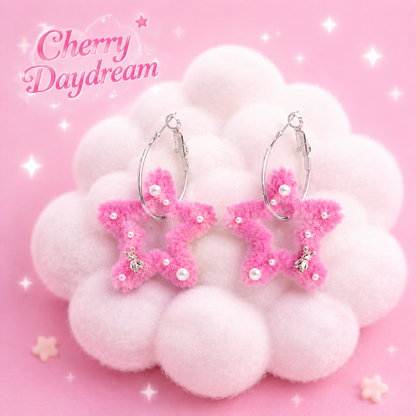 Fluffy Butterfly Earrings — Y2K Coquette Fairycore Statement Earrings