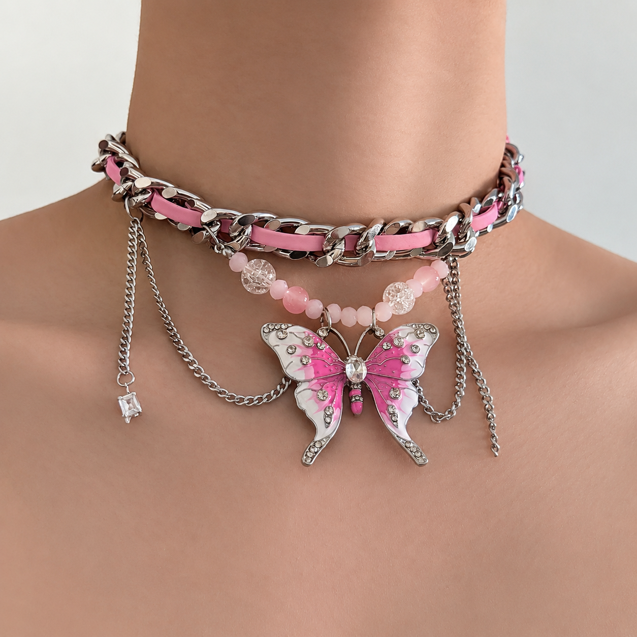 Butterfly Dream Necklace – Y2K Fairycore Pink Romantic Jewelry