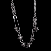 Silver Spike Star Chain Necklace — Gothic Punk Jewelry
