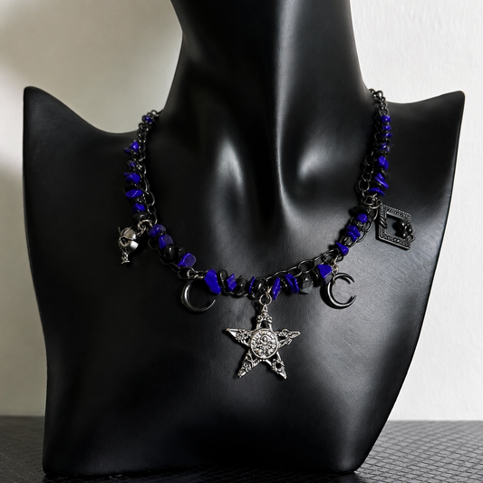 Midnight Star Charm Layered Necklace – Y2K Gothic Vintage Style Alloy Necklace