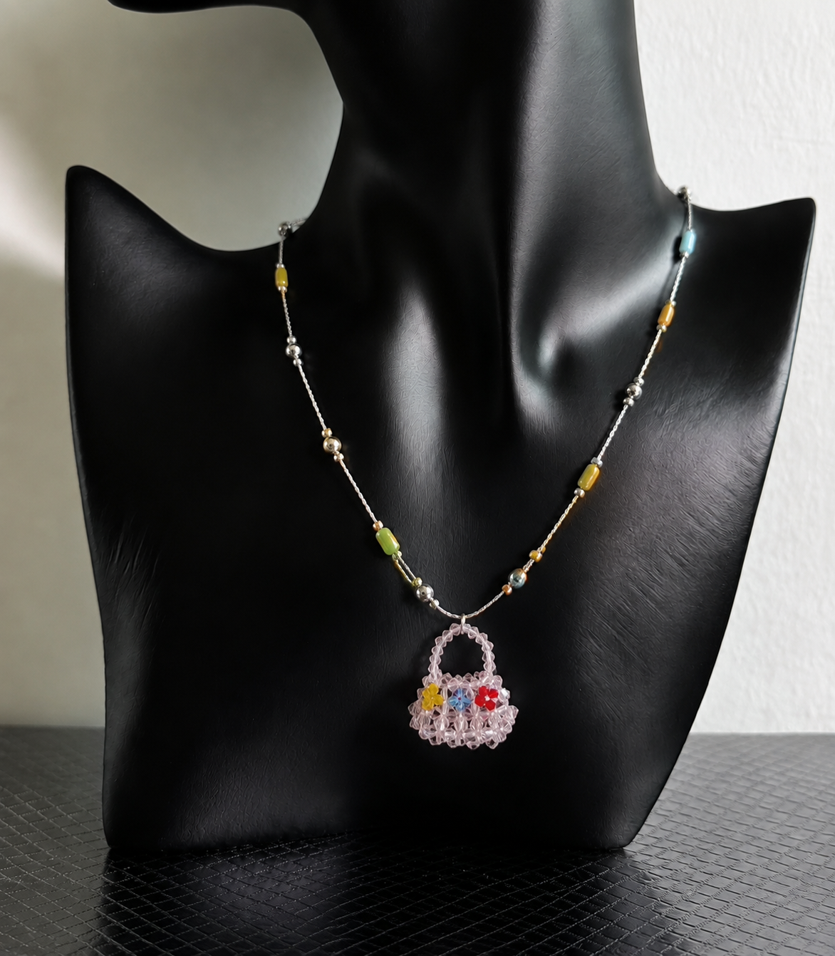 Y2K Mini Bag Charm Necklace | Colorful Beaded Statement Necklace