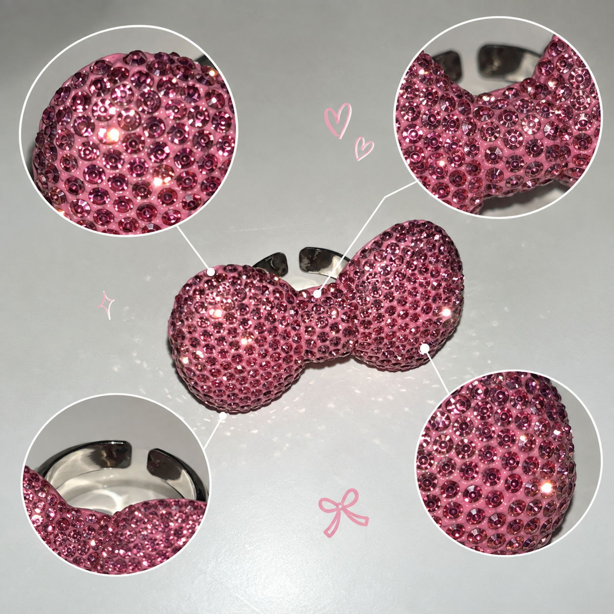 Crystal Bow Ring — Y2K Coquette Sparkle Statement Ring