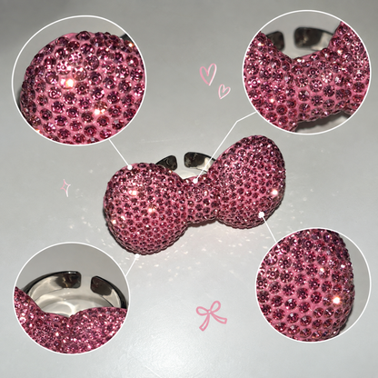 Crystal Bow Ring — Y2K Coquette Sparkle Statement Ring