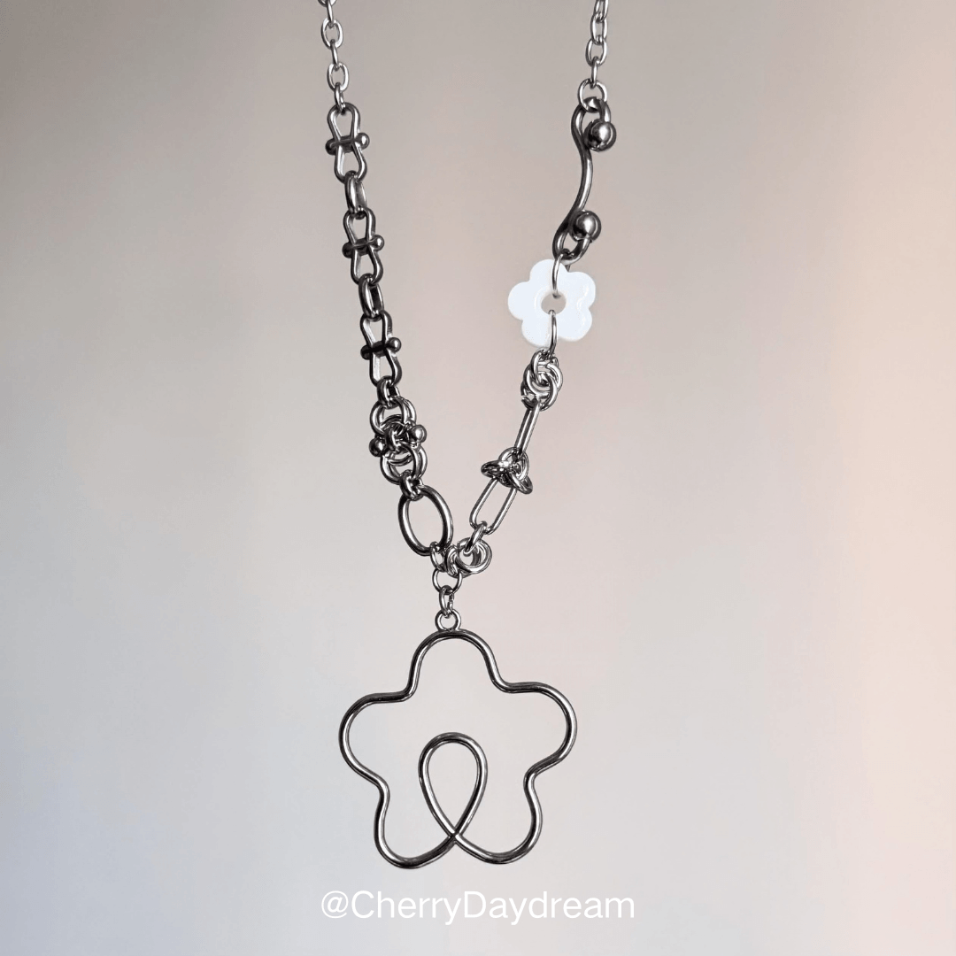Dream Bloom Necklace — Silver Floral Charm Necklace