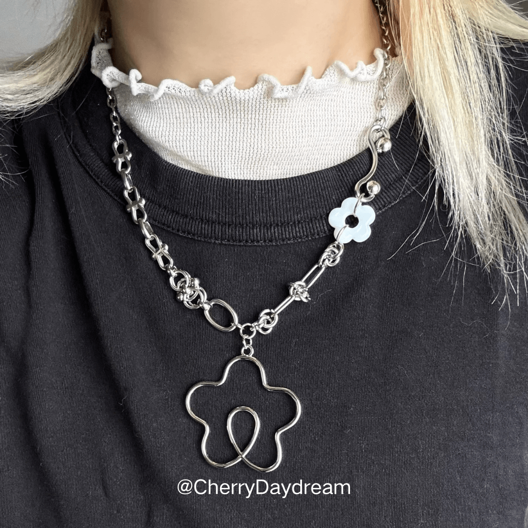 Dream Bloom Necklace — Silver Floral Charm Necklace