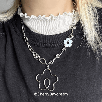 Dream Bloom Necklace — Silver Floral Charm Necklace