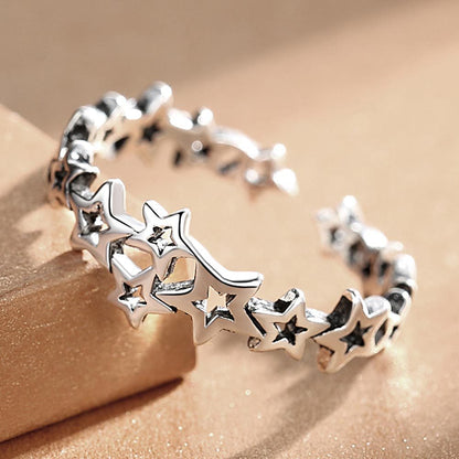 Cosmic Star Ring — Y2K Silver Alloy Statement Ring
