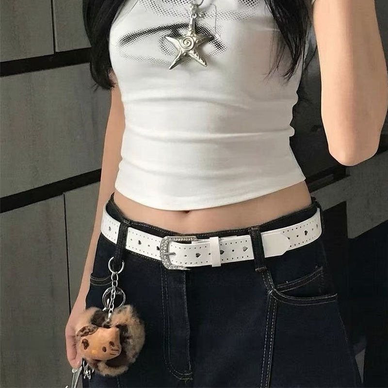 Y2K Heart Rhinestone Belt