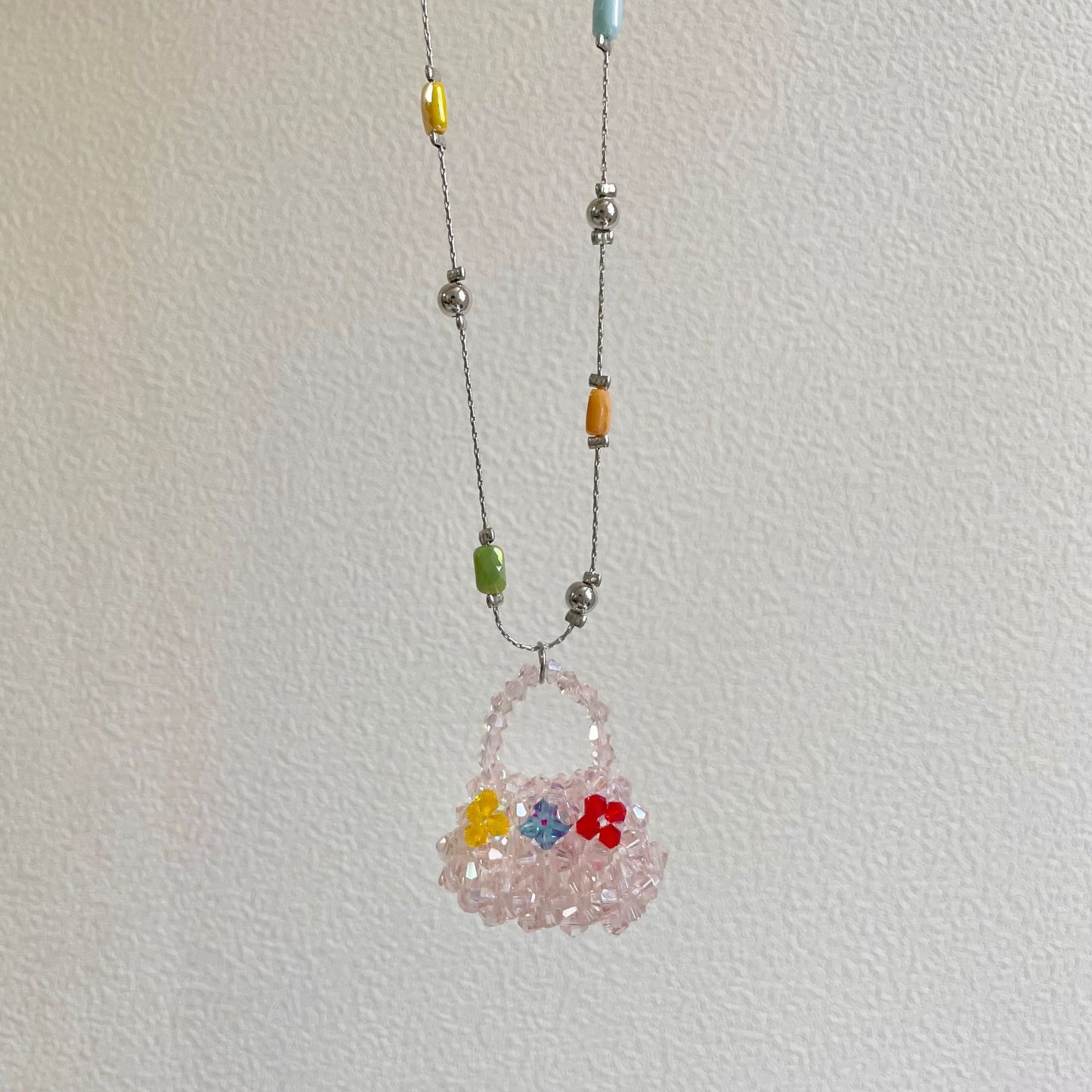 Y2K Mini Bag Charm Necklace | Colorful Beaded Statement Necklace