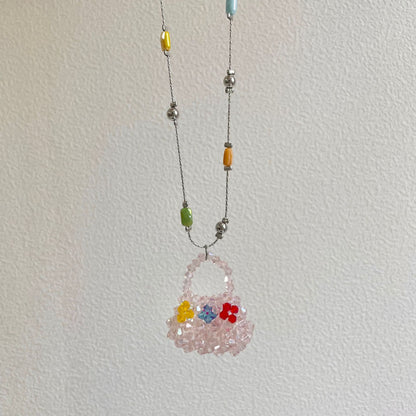 Y2K Mini Bag Charm Necklace | Colorful Beaded Statement Necklace
