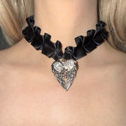 Angel Wing Ribbon Choker — Y2K Coquette Fairycore Necklace