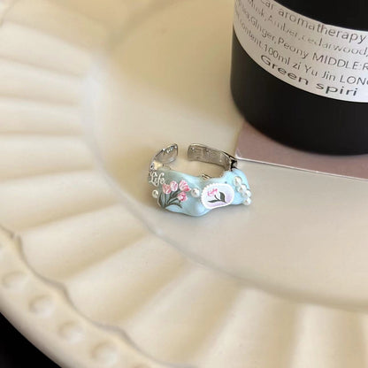 Dream Garden Ring — Floral Pearl Statement Ring