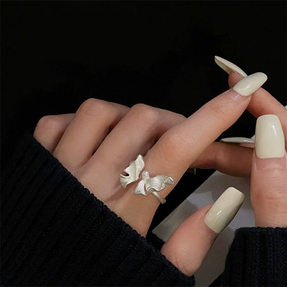 Dreamy Butterfly Ring — Pearl Detail Silver Alloy Ring