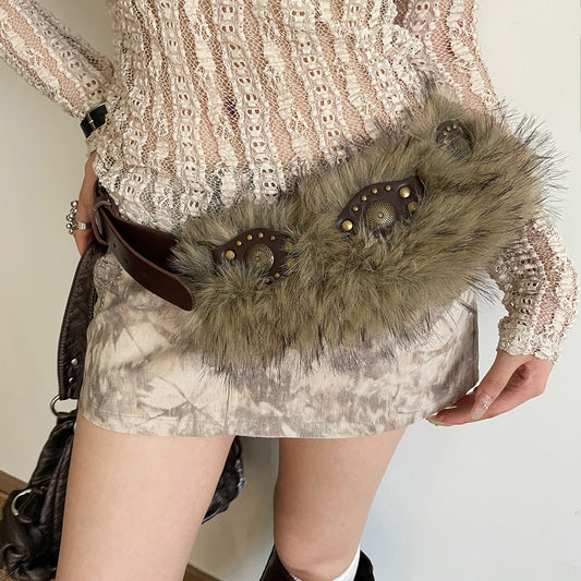 Vintage Western Faux Fur Belt