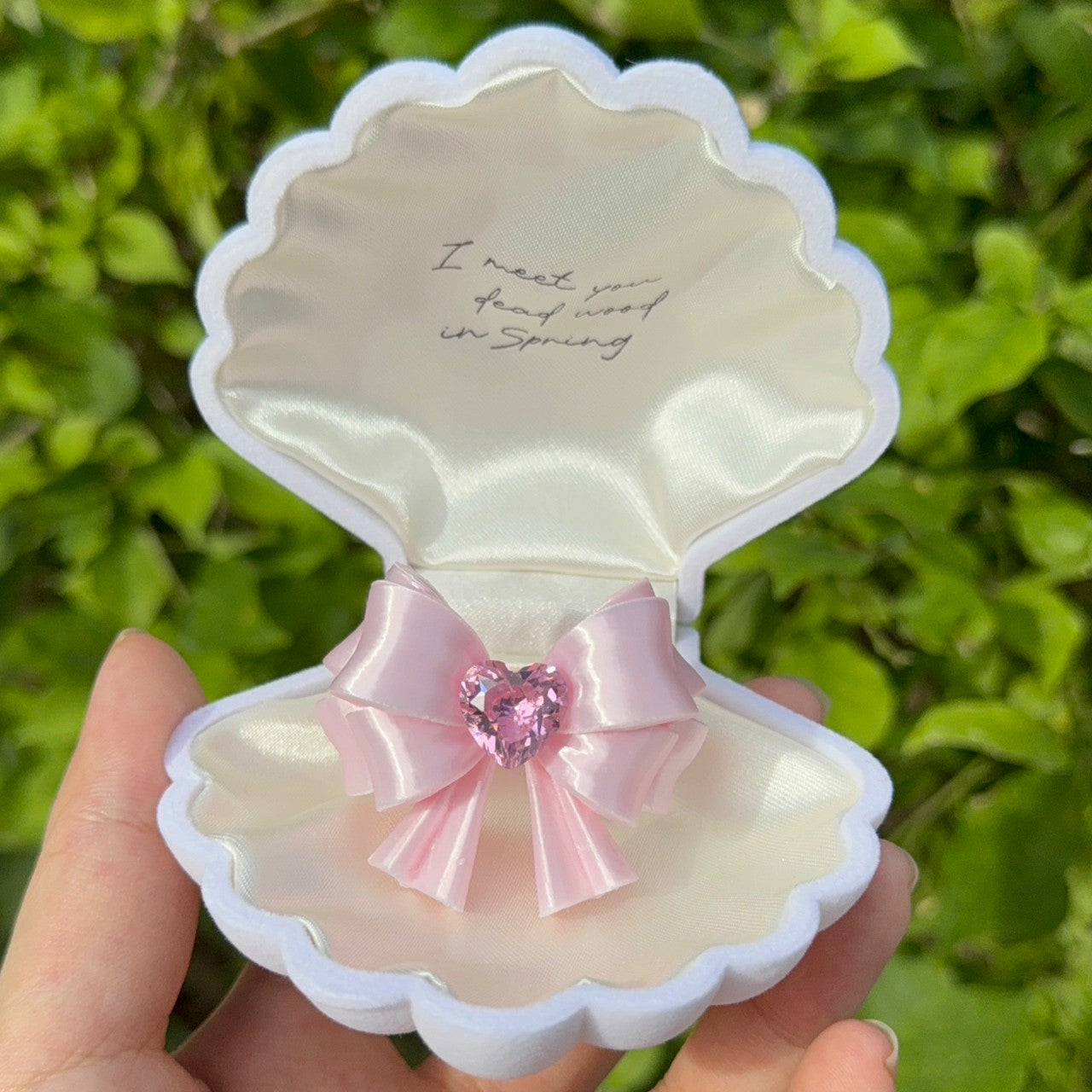 Bow Heart Crystal Ring — Y2K Coquette 3D Printed Statement Ring