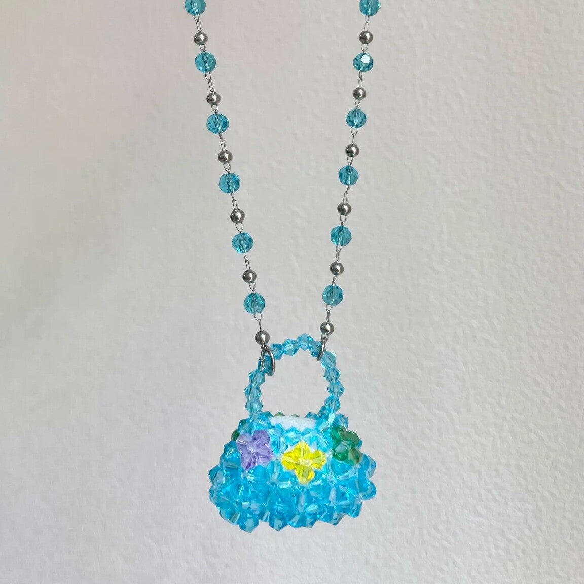 Y2K Mini Bag Charm Necklace | Colorful Beaded Statement Necklace