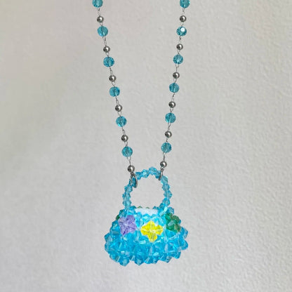 Y2K Mini Bag Charm Necklace | Colorful Beaded Statement Necklace